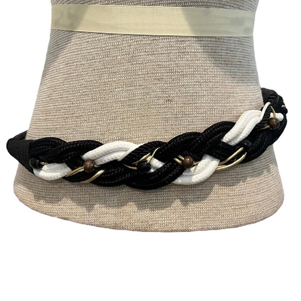 Size XS?/S/M Vintage Womens Belt Braided Rope 80s Maximalism Beaded